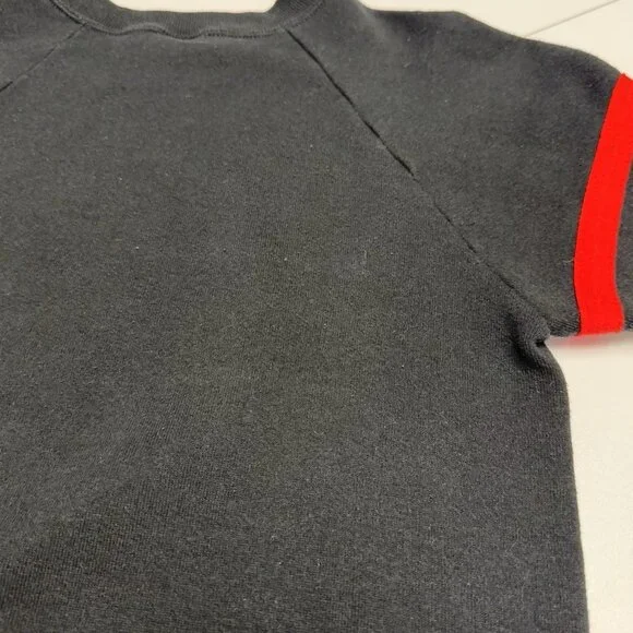 Vintage 80s Mickey Mouse Sweatshirt Small 16x22.5 Raglan Black Velvet USA - Picture 10 of 12